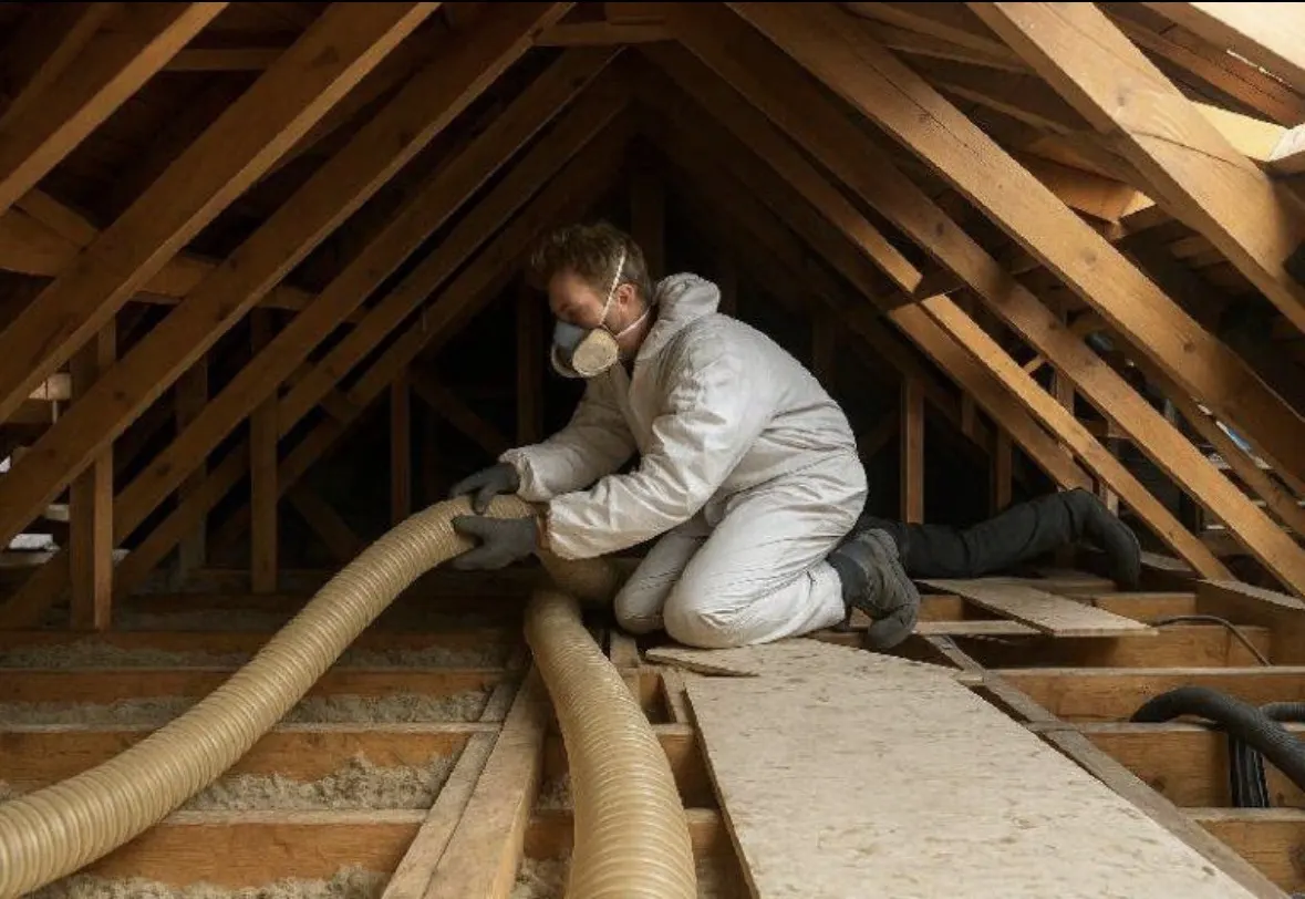 Professionnel réalisant des travaux d’isolation